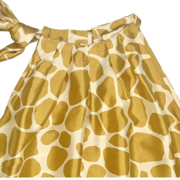J.Crew Silk Halter Top 6 Yellow Giraffe Print Bow Back Sleeveless Blouse - Picture 7 of 12